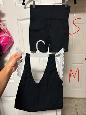 Target Black Ribbed Seamless Sports Bra and High-Waist Shorts Set